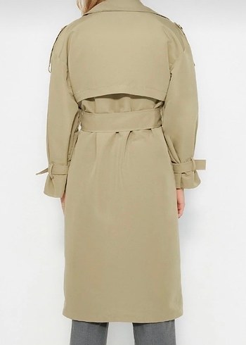 Kemerli Haki Kadın Trençkot - Görsel 2