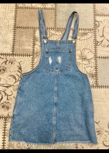 Kadın Mavi Denim Askılı Midi Salopet