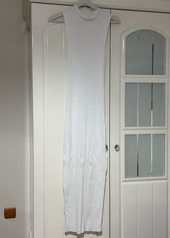 Mango Beyaz Yüksek Yakalı Uzun Elbise - Görsel 2