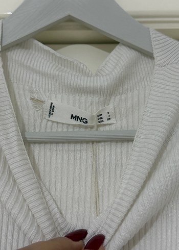 Mango Beyaz Yüksek Yakalı Uzun Elbise - Görsel 4