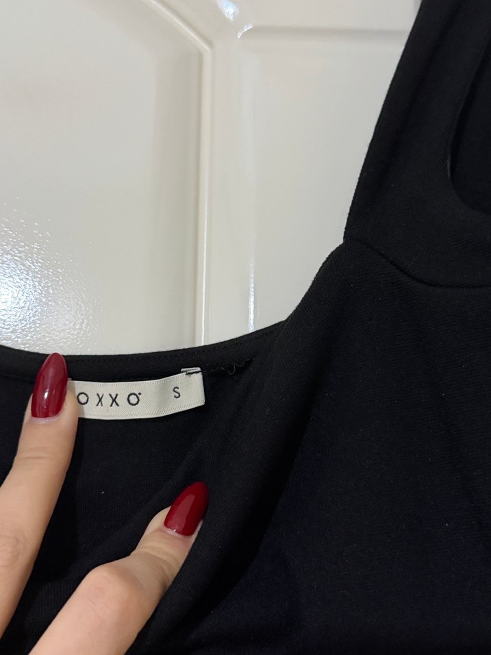 Siyah Kalp Yaka Kısa Elbise - Görsel 3