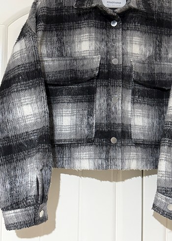 Düğmeli Gri Kadın Midi Ceket - Görsel 2