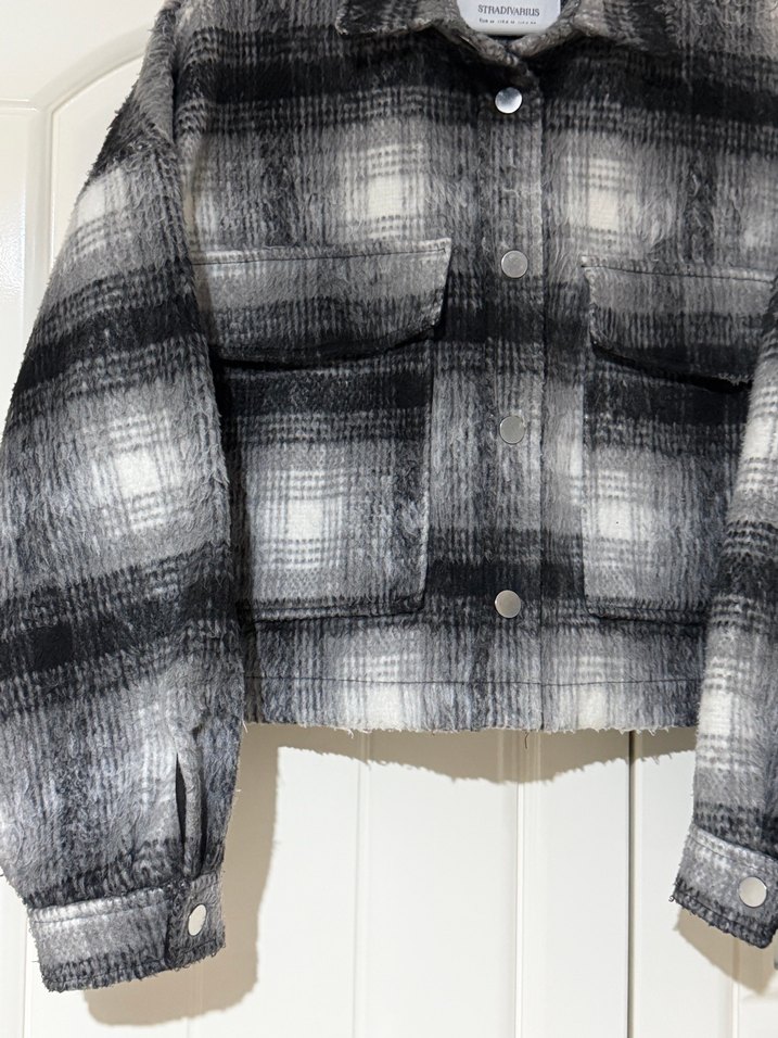 Düğmeli Gri Kadın Midi Ceket - Görsel 2