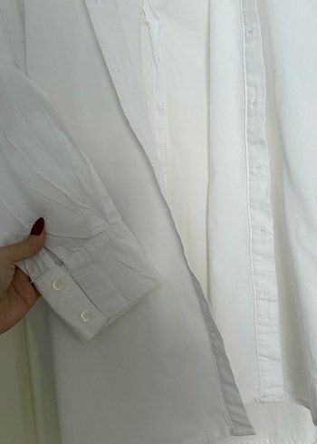 Düğmeli Beyaz Kadın Gömlek - Görsel 3
