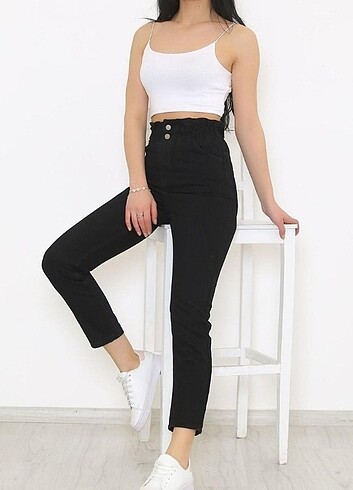 Mom jeans pantolon, siyah 