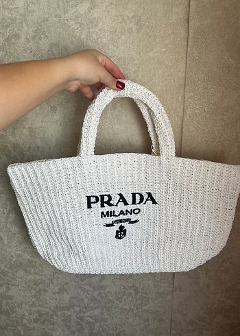  Beden Beyaz Örgü Prada Milano Kadın Çanta