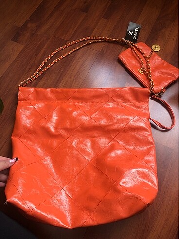  Beden turuncu Renk Chanel deri çanta