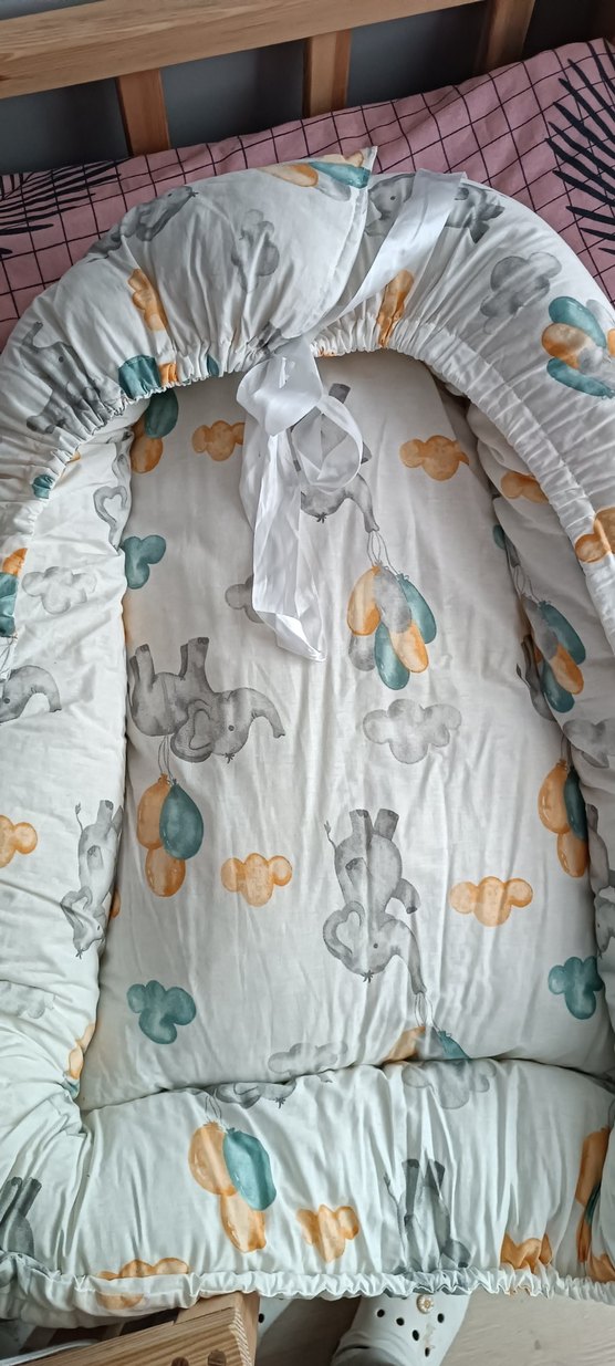 Bebek yatağı Fil Desenli Gri Bebek Uyku Seti - Görsel 2