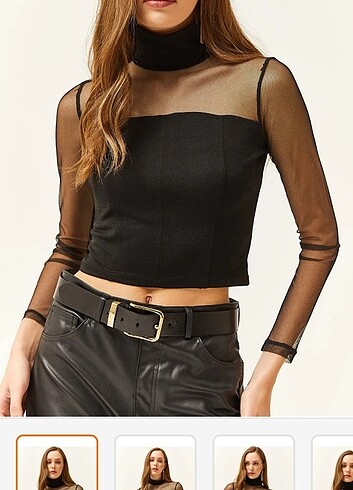 Sırtı damla detaylı crop bluz 