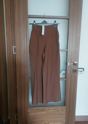 Kadın Kahverengi Salaş Uzun Kumaş Pantolon
