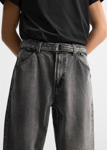 Zara Kemerli Relaxed Fit Jean Pantolon - Görsel 2