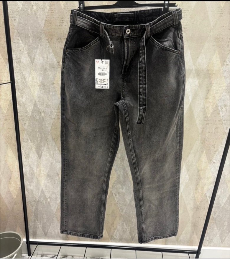 Zara Kemerli Relaxed Fit Jean Pantolon - Görsel 3