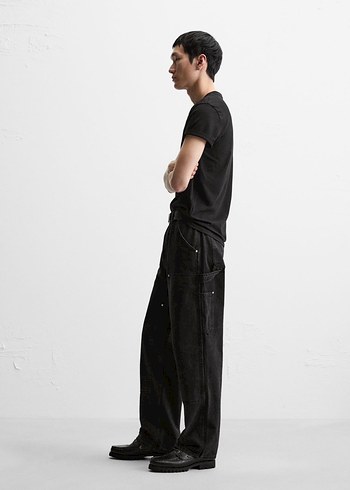 Zara Straight Fit Marangoz Jean Pantolon - Görsel 4