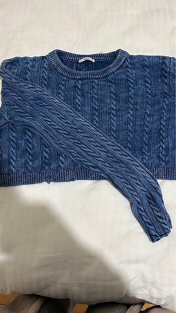 ADDAX CROP MAVİ KAZAK