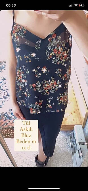 Askılı tül bluz