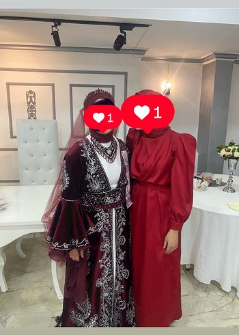 ŞAL DAHİL KIRMIZI DÜZ KESİM ABİYE