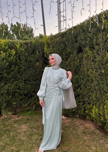 Abiye ŞAL DAHİL SU YEŞİLİ YENİ MODEL ABİYE