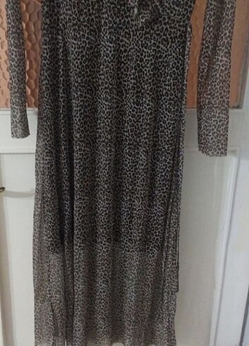 38 Beden Leopar tüllü elbise