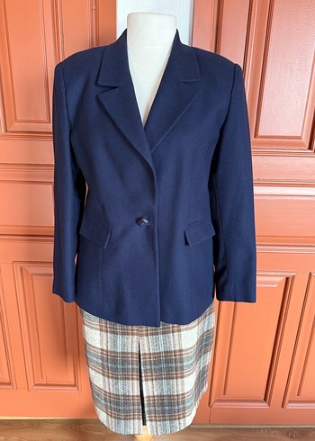 xl Beden Düğmeli Lacivert Kadın Blazer Ceket