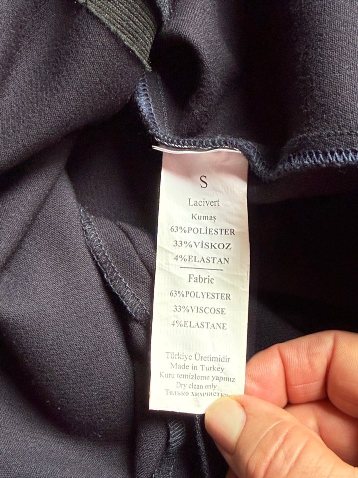 Düğmeli koyulacivert  Midi Rahat Elbise - Görsel 4