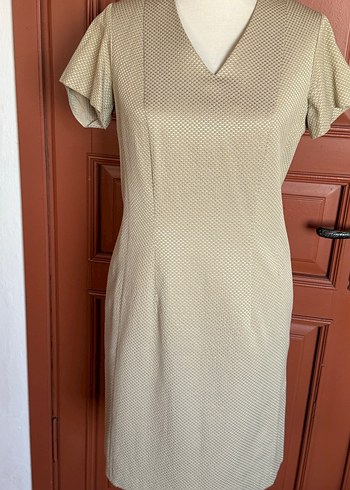 Atalar 42-44beden V Yakalı Bej Midi Kadın Elbise - Görsel 2