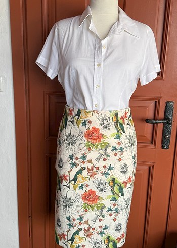 Etek Adil Işık 40beden Renkli Desenli Midi Kalem Etek - Görsel 4