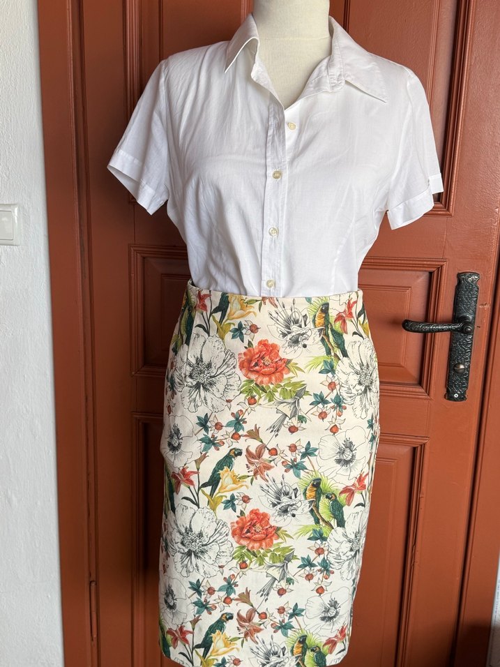 Etek Adil Işık 40beden Renkli Desenli Midi Kalem Etek - Görsel 4