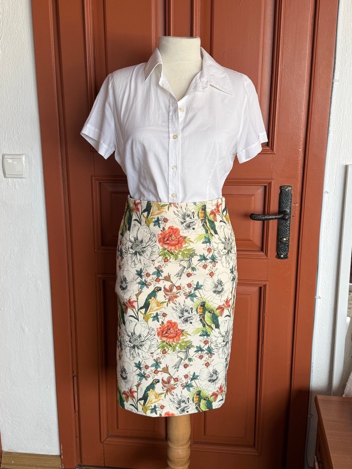 Etek Adil Işık 40beden Renkli Desenli Midi Kalem Etek - Görsel 3