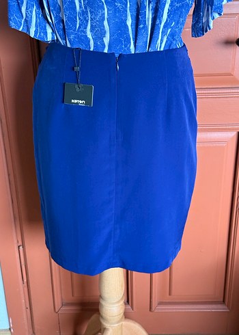 Koton 42beden,etiketli,Drapeli Lacivert Midi Eteği - Görsel 2