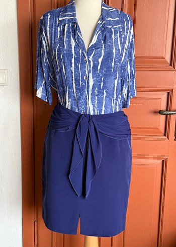 Koton 42beden,etiketli,Drapeli Lacivert Midi Eteği - Görsel 9