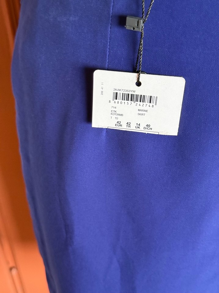 Koton 42beden,etiketli,Drapeli Lacivert Midi Eteği - Görsel 3