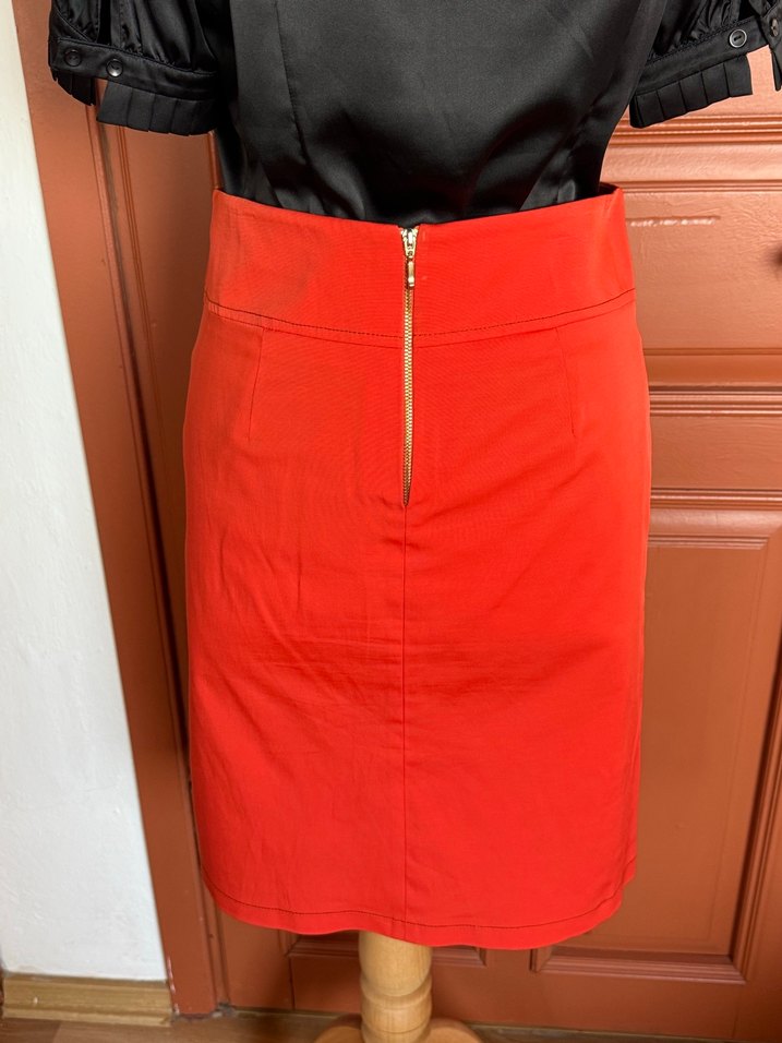 Lowe my body 40beden Kırmızı narçiçeği  Midi Kalem Etek - Görsel 3