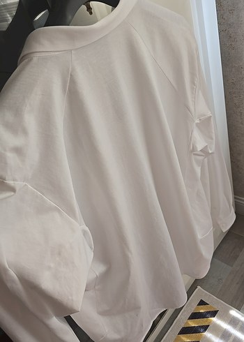 Beyaz Uzun Kollu Pamuklu Kadın Gömlek - Görsel 3