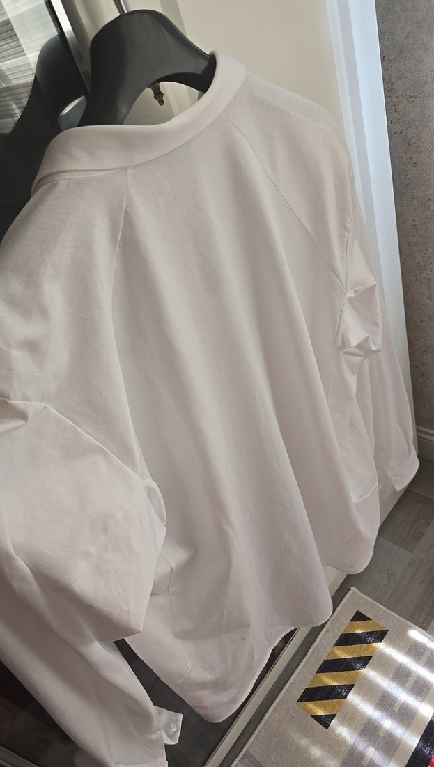 Beyaz Uzun Kollu Pamuklu Kadın Gömlek - Görsel 3