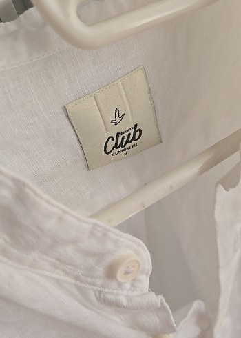 Düğmeli Beyaz Keten Erkek Gömlek - Görsel 2