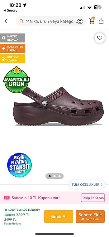 Crocs platform terlik
