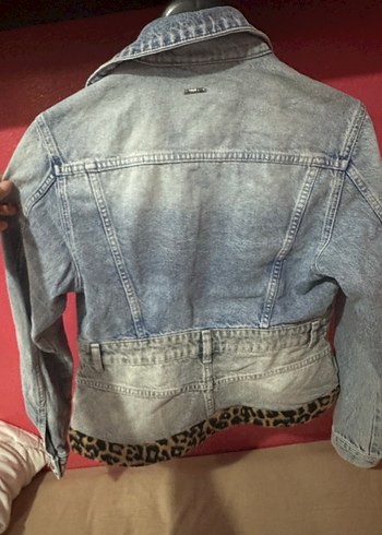 m Beden mavi Renk Leopar Detaylı Mavi Denim Ceket