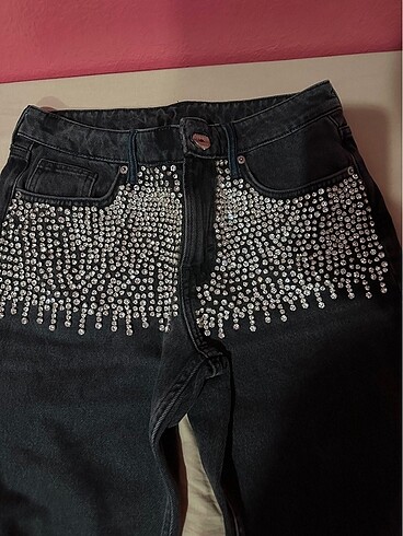 Zara Taş işmemeli füme jean