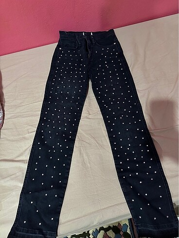 Taşlı füme jean