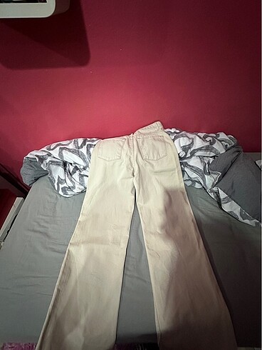 s Beden ten rengi Renk Zara wide leg bej jean
