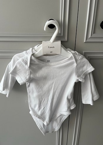 H&M Bebek Uzun Kollu Beyaz Çıtçıtlı Body 4lü