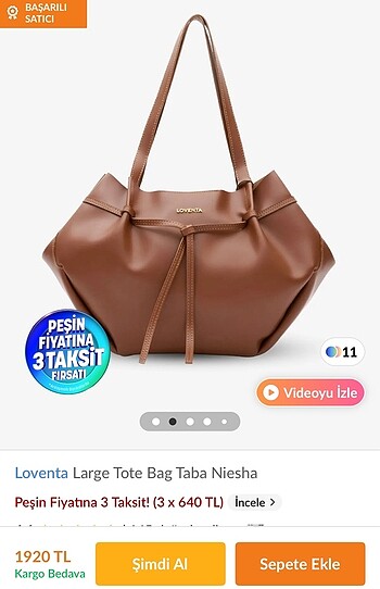 Diğer Loventa Large Tote Bag Taba Niesha