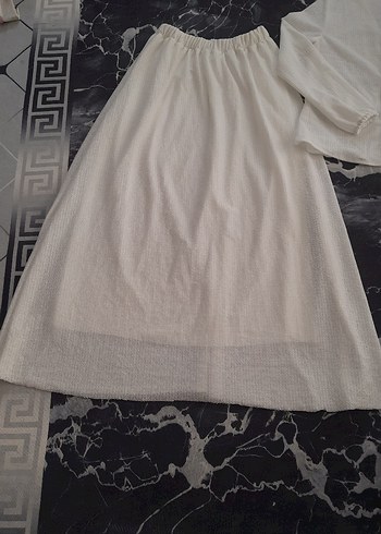 Beyaz Uzun Pamuklu Salaş Etek - Görsel 4