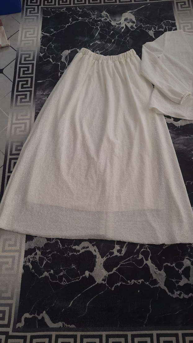 Beyaz Uzun Pamuklu Salaş Etek - Görsel 4