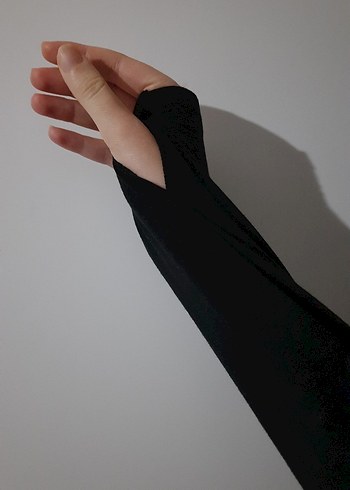 Parmak Geçmeli Siyah Dirsek Altı penye kolluk - Görsel 2