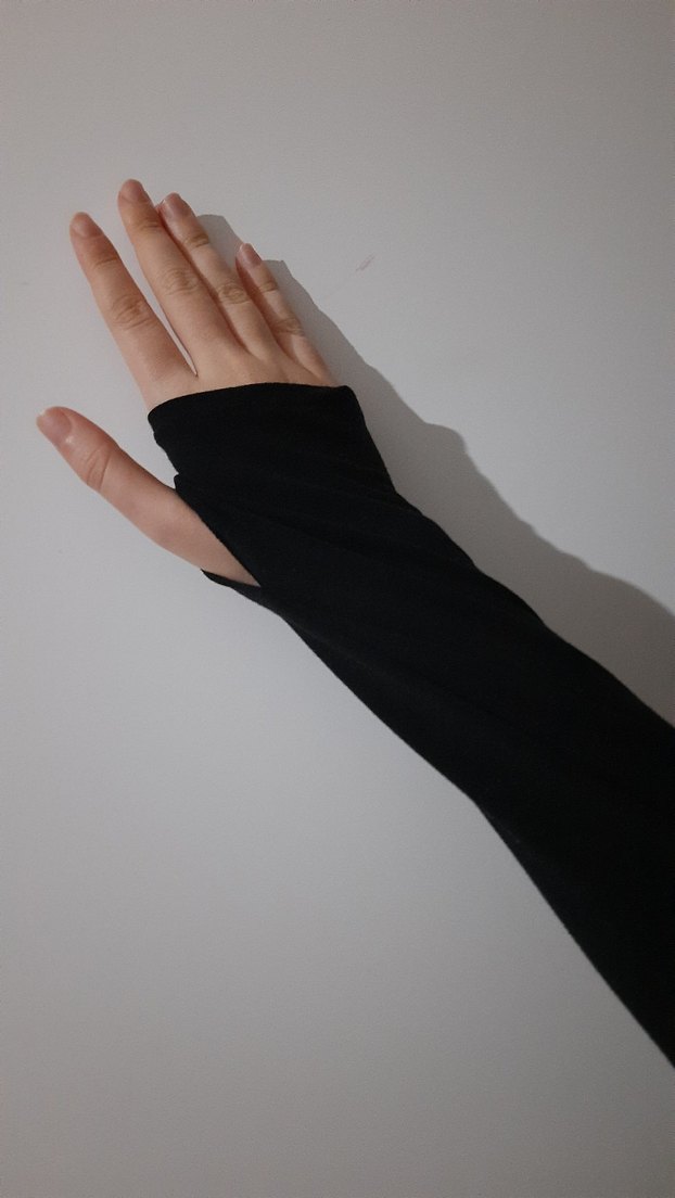 Parmak Geçmeli Siyah Dirsek Altı penye kolluk - Görsel 4