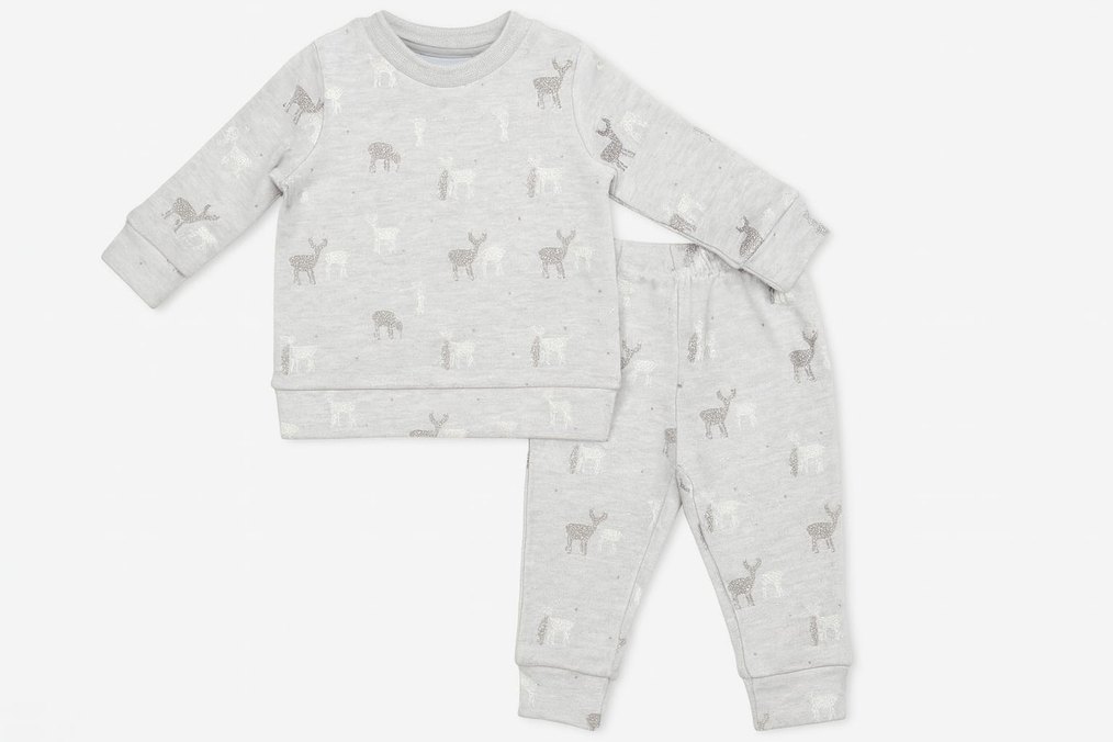 Gri Baskılı penye Uzun Kollu Bebek Takımı - Görsel 3