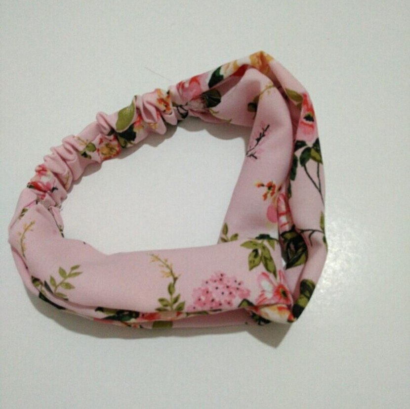 Pembe Çiçekli Elastik Bohem Saç Bandı - Görsel 4