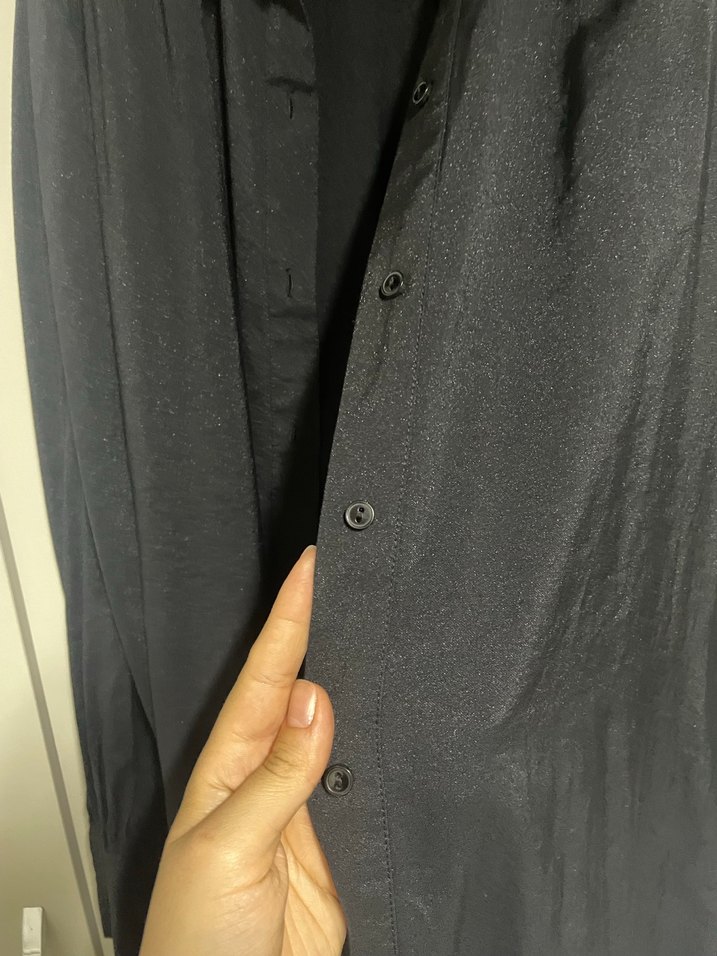 Yırtmaçlı Siyah Kadın uzun Gömlek - Görsel 5