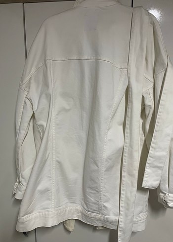 Beyaz Nakışlı Bohem Kadın İthal Kot Ceket - Görsel 7